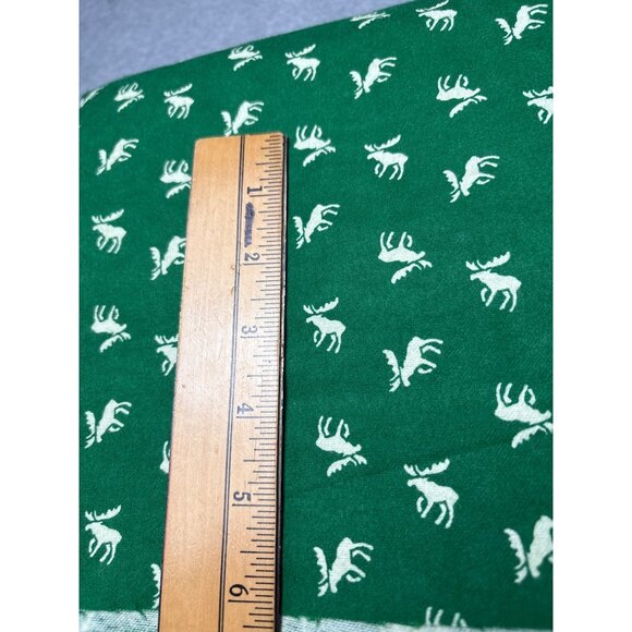 1/2 yard x 44" Green Cotton Fabric with White Moose Flannel Print by Camelot Des - Picture 2 of 6